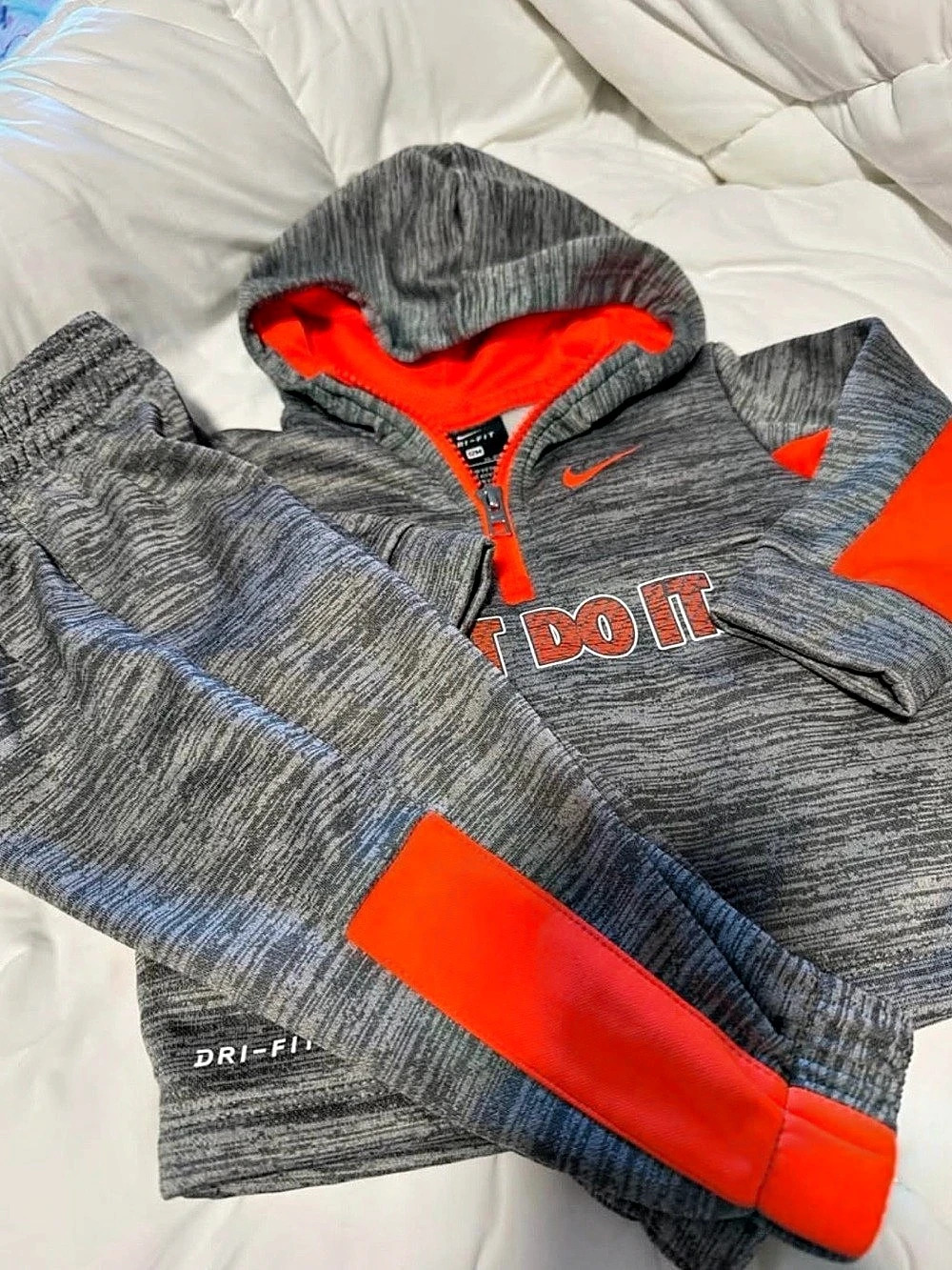 Nike Dri-FIT Hoodie in Gray & Orange Like New
